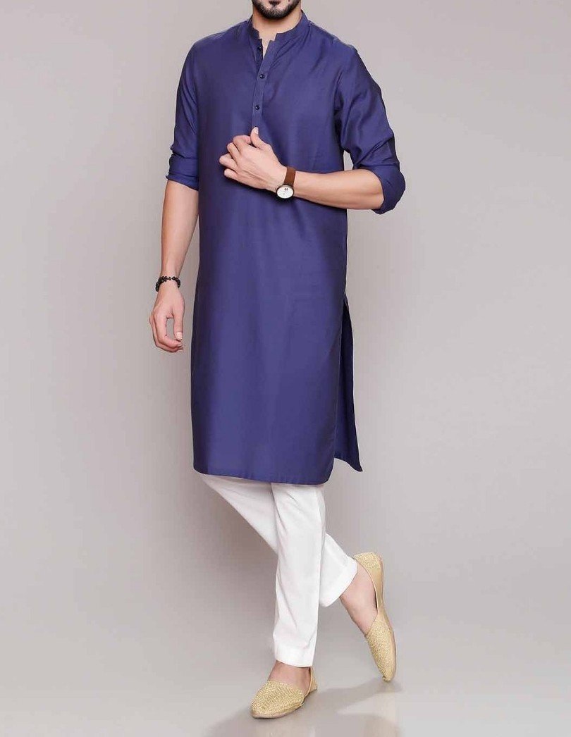 Purple Kurta, White Trouser