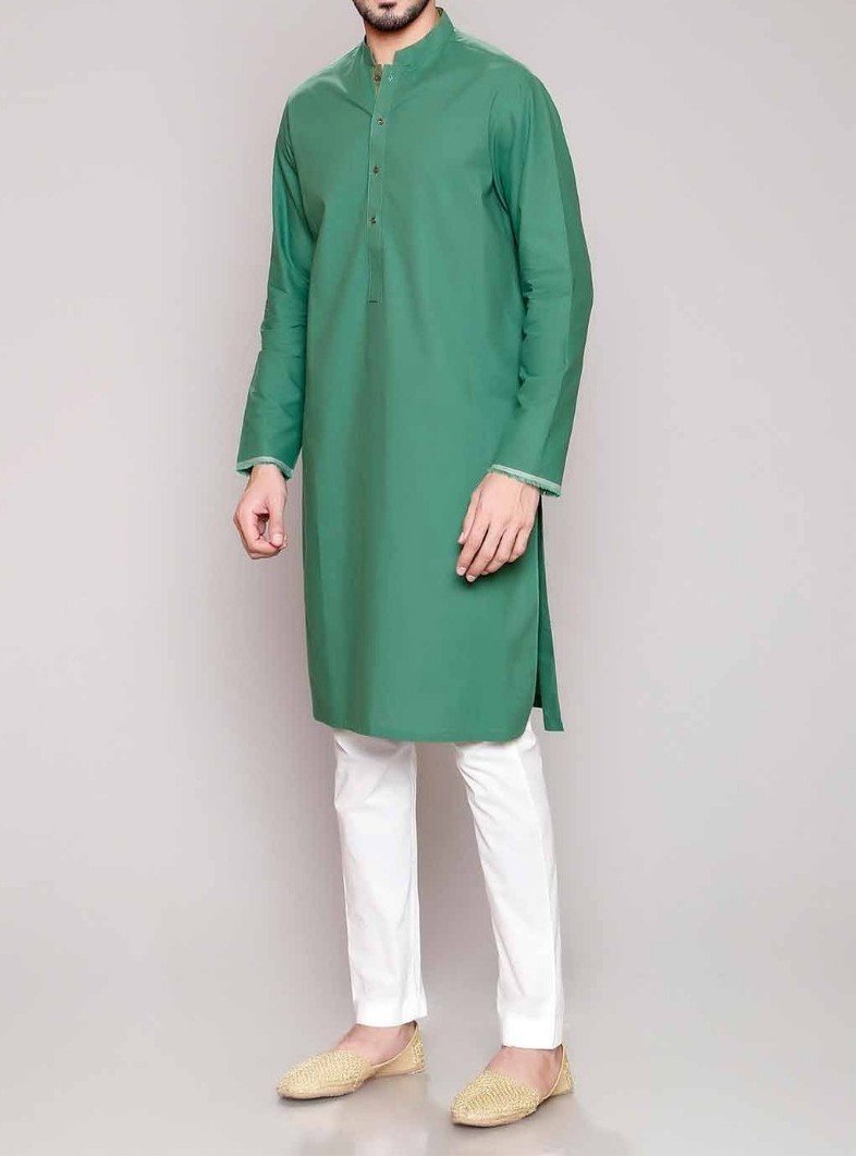 Green Kurta,White Trouser