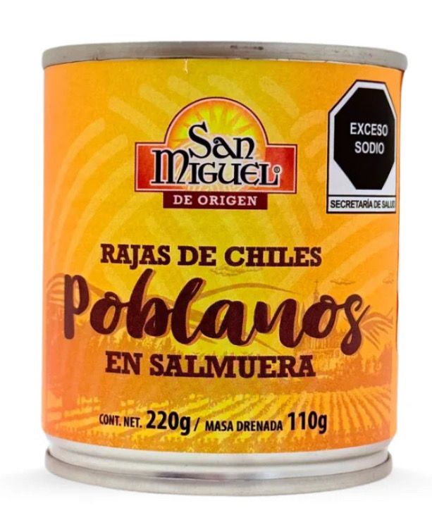 Rajas de Chiles Poblano 220Gr. Kosher