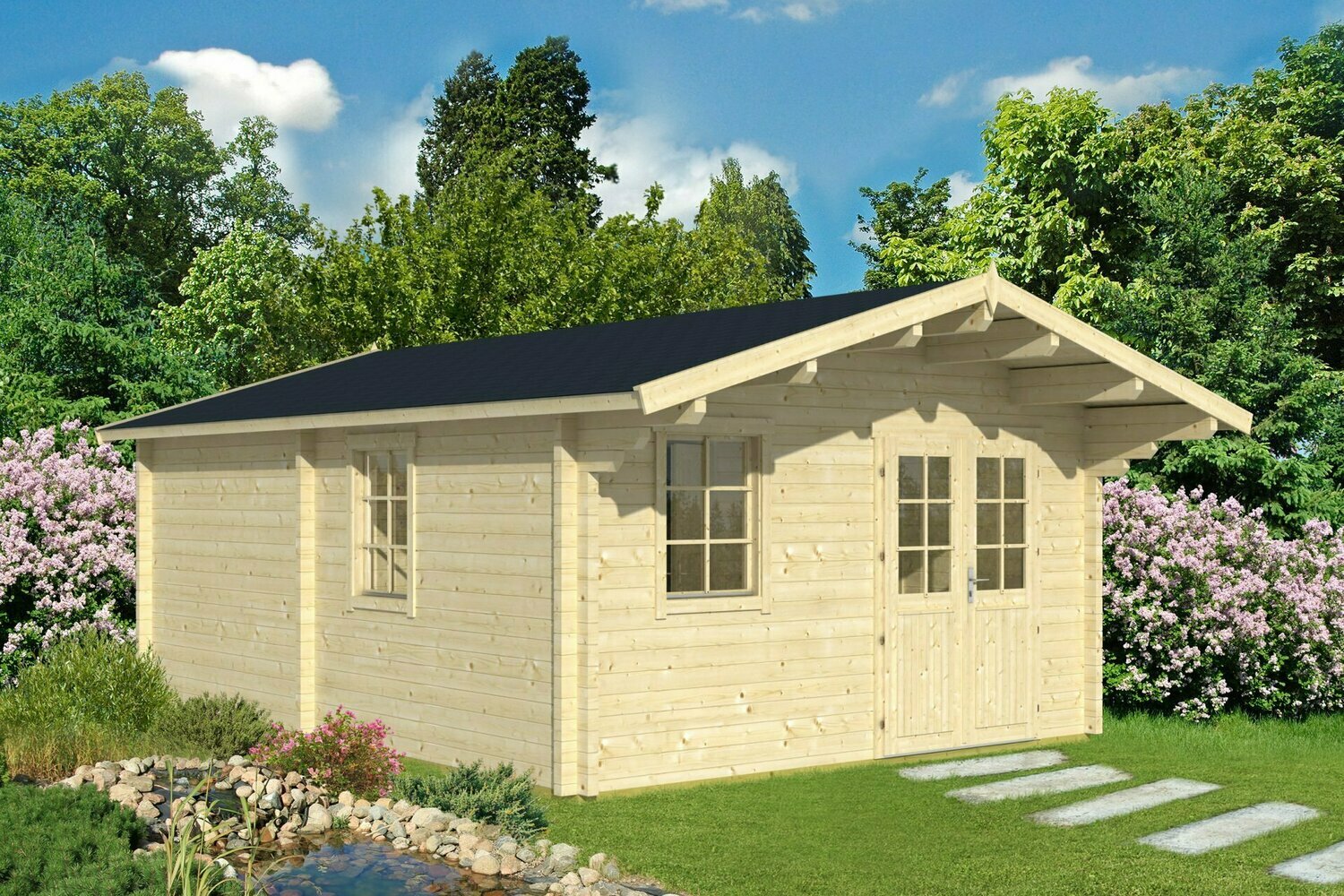 GOTLAND-E 4.4x6.0m Log Cabin | 70mm