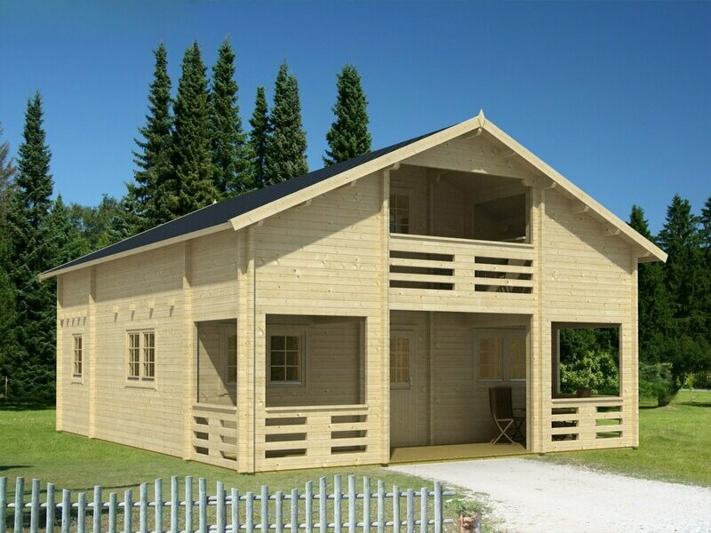 SERENA Log Cabin | 90mm Glulam Logs | 8.0 x 9.7m  | Residential