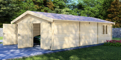 Garage 3 Log Cabin | 44mm | 4.0 x 5.95m | Standard Range