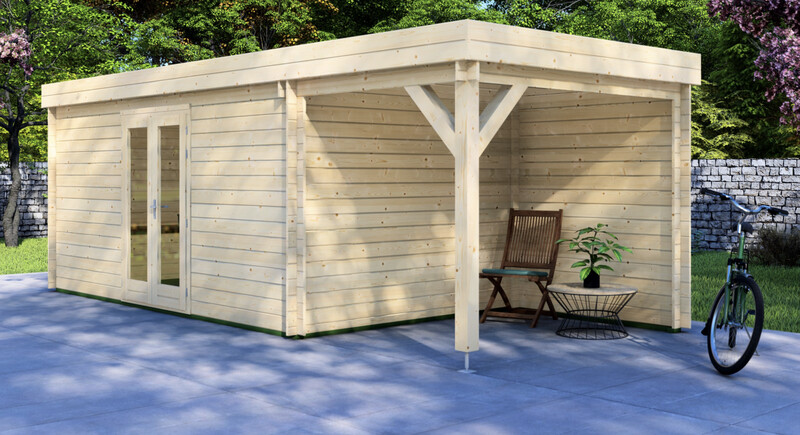 Morris Log Cabin | 28mm Logs | 5.0 x 2.95m +can 2.0 x 2.95m | Standard Range
