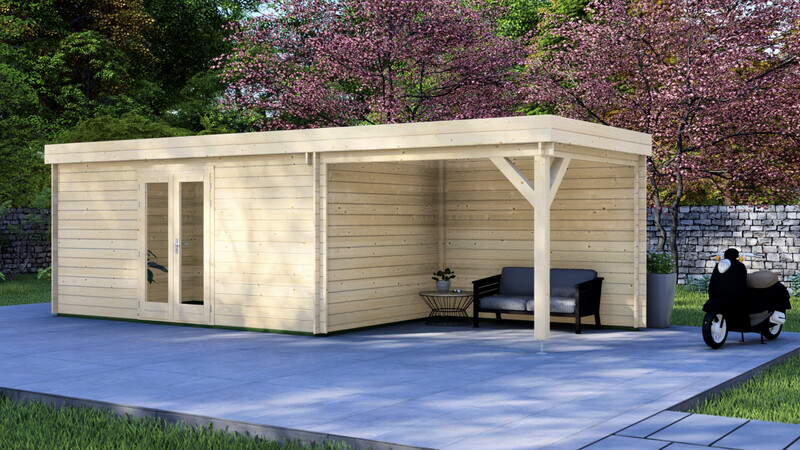 Murphy Log Cabin | 28mm Logs | 5.0 x 2.95m +can 2.95 x 2.95m | Standard Range
