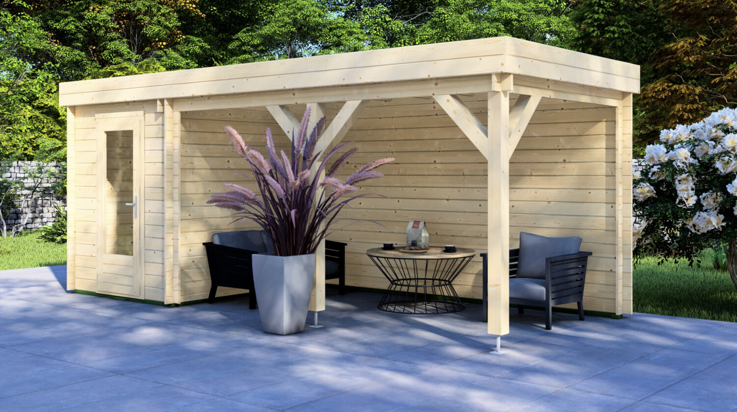 Ramos Log Cabin | 28mm Logs | 2.0 x 2.5m +can 4.0 x 2.5m | Standard Range