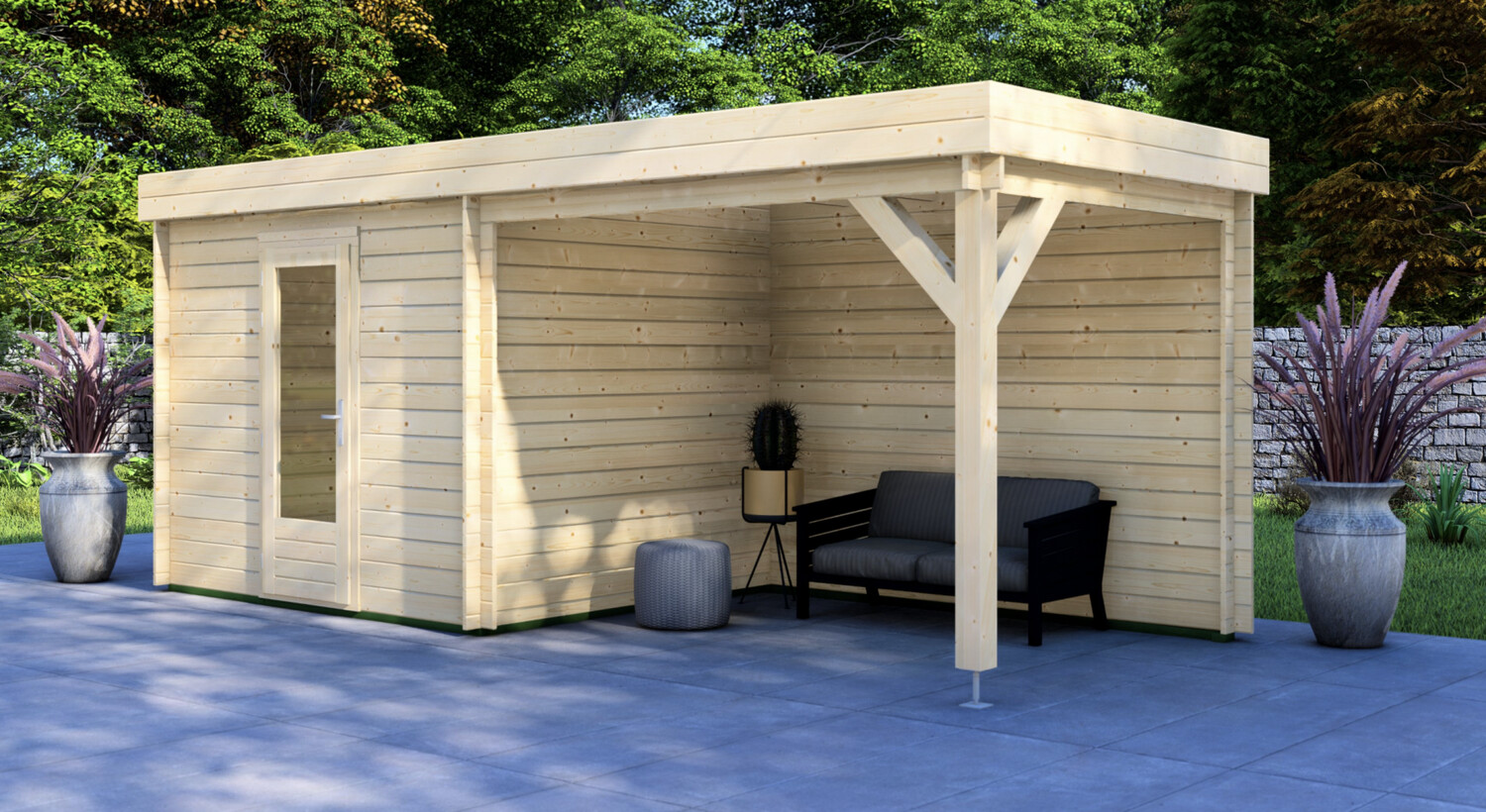 Romero Log Cabin | 28mm Logs | 2.95 x 2.5m +can 2.95 x 2.5m | Standard Range