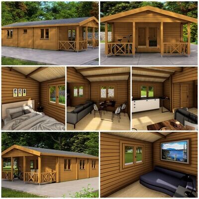 Silchester 2 Bedroom Fully Insulated Log Cabin | 68mm Logs + 100mm Insulation + 28mm Cladding | 10 x 5m | Bespoke Range | Winter Pack Included