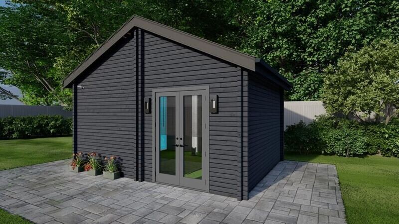 The Bunker Golf Cabin | 5.0 x 4.0m - Golf Simulator Log Cabin | 44mm Thick Logs | BESPOKE