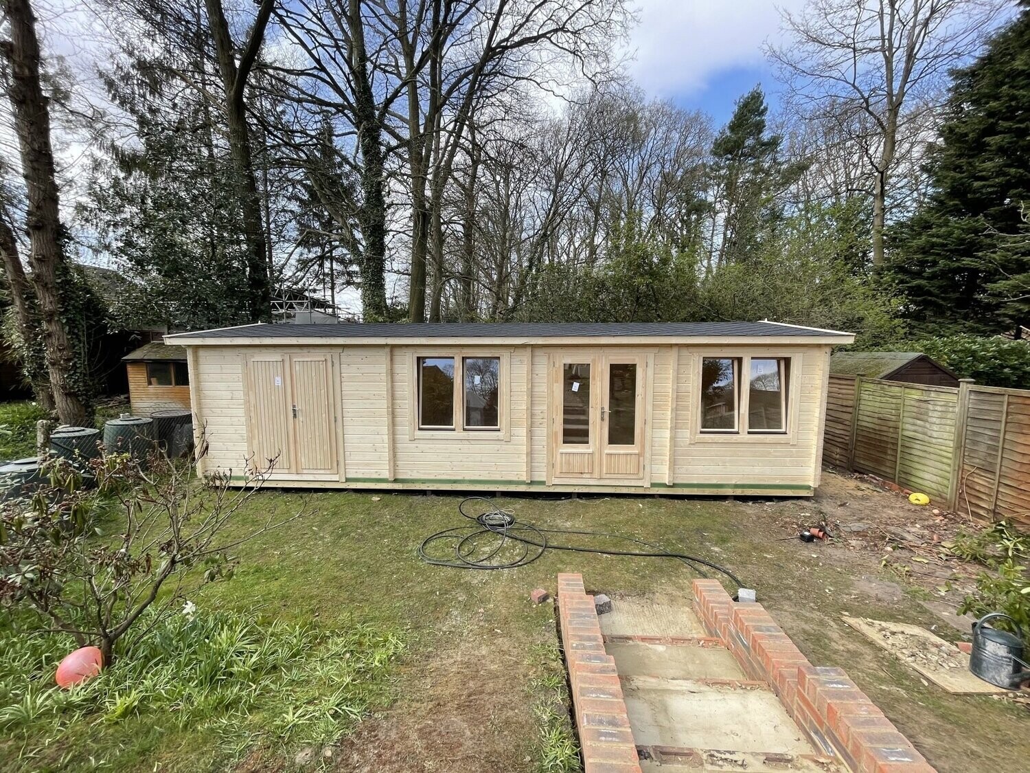 front view of Carr log cabin