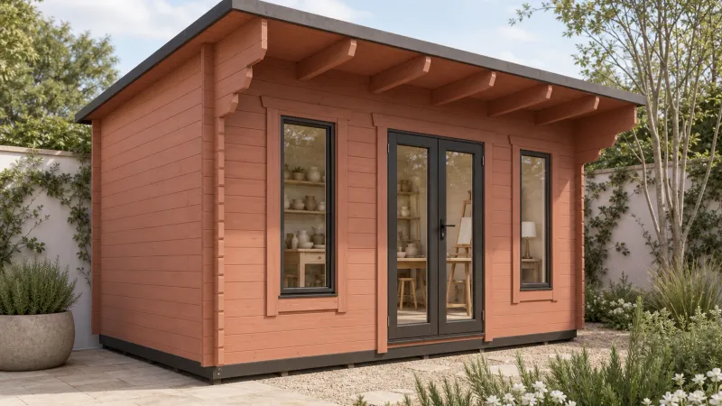 Green Log Cabin | 44mm or 68mm Logs | 5 x 3m | Bespoke Range Green Log Cabin | 44mm or 68mm Logs | 5 x 3m | Bespoke Range