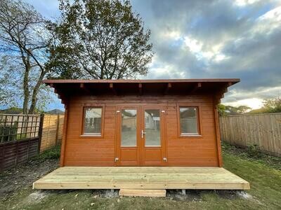 brown ball log cabin