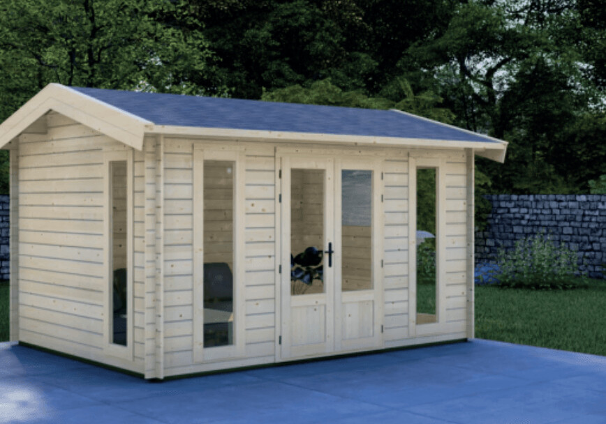 Jennifer Log Cabin | 44 or 68mm | 4.0 x 3.0m | Standard Range side view of Jennifer Log Cabin