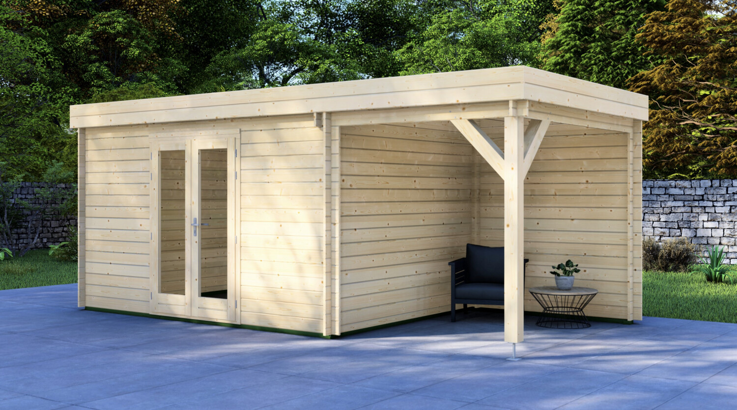 Gibson Log Cabin | 44 or 68mm Logs | 4.0 x 2.95m +can 2.0 x 2.95m | Standard Range Gibson log cabin