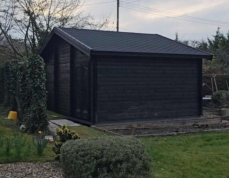 The Hive Log Cabin | 5.8 x 4.4m (Internal) - Golf Simulator Log Cabin | 44mm or 68mm Thick Logs | BESPOKE The Hive Log Cabin | 5.8 x 4.4m (Internal) - Golf Simulator Log Cabin | 44mm or 68mm Thick Logs | BESPOKE