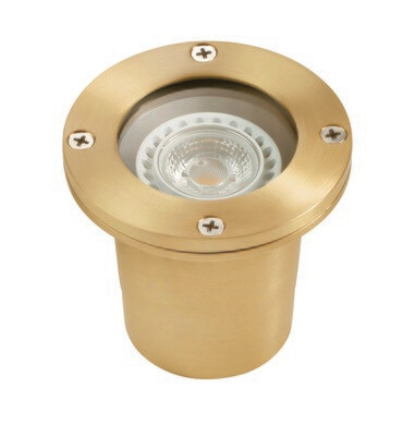CL-324B-AB - Brass Lensed Well Light, Natural Brass - No Lamp