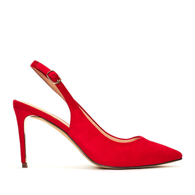 Brilliant Red Suede Slingback Shoe
