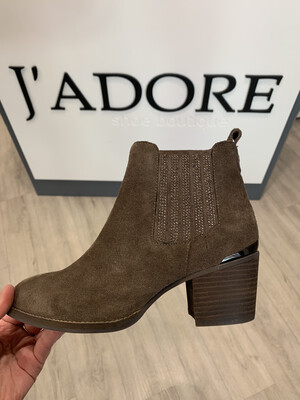 Taupe Suede Ankle Boot With Diamante Detail Taupe Suede Ankle Boot With Diamante Detail