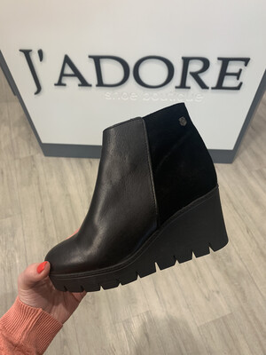 Black Wedge Ankle Boot with Suede Detail Black Wedge Ankle Boot with Suede Detail