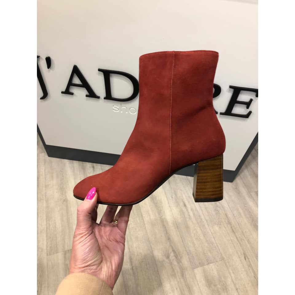 Fay Brick Stack Heel Square Toe Ankle Boot
