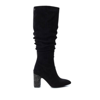 Black Knee High Jewelled Heel Boot Black Knee High Jewelled Heel Boot