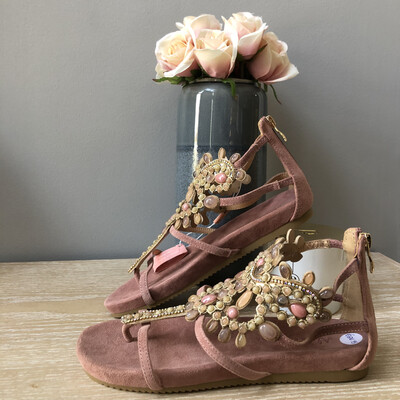 Lavender Suede Stone Embellished Sandal Lavender Suede Stone Embellished Sandal