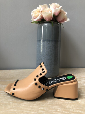 Camel Open Toe Mule Stud Detail Camel Open Toe Mule Stud Detail