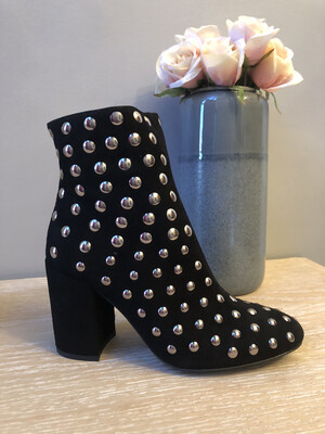 Marian - 15711 - Black Suede Silver Stud Ankle Boot
