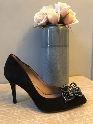 Marian - 3712 Black Suede Embellished Heel 