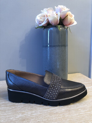 32709 Grey Leather Slip on with Stud Embellishment 32709 Grey Leather Slip on with Stud Embellishment