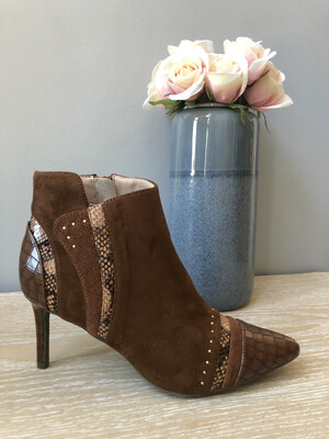 Suede Ankle Boot with Leopard Detail Suede Ankle Boot with Leopard Detail
