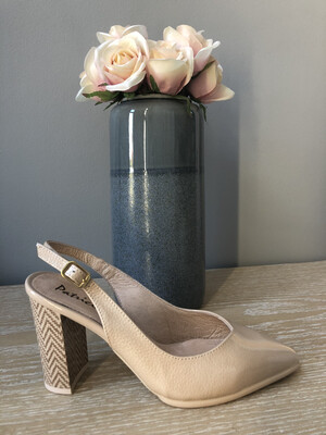 Nude Leather Patent Block Heel Slingback Nude Leather Patent Block Heel Slingback