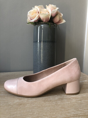 Dusky Pink Round Toe Block Heel Court Dusky Pink Round Toe Block Heel Court