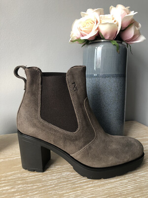 Khaki Suede Elasticated Ankle Boot