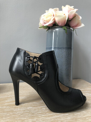 Black Stiletto Heel Shootie With Cut Out Detail Black Stiletto Heel Shootie With Cut Out Detail