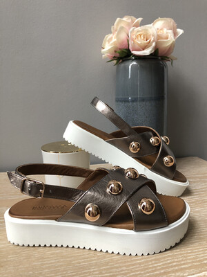 Pewter Stud Criss Cross Platform Pewter Stud Criss Cross Platform