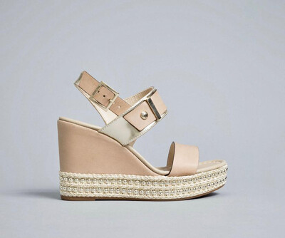 Champagne Wedge With Gold Stud Detail Champagne Wedge With Gold Stud Detail