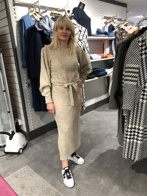 Oatmeal Melange Long Sleeve Dress Oatmeal Melange Long Sleeve Dress
