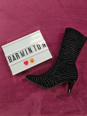 Black Zebra Velvet Print Sock Boot Black Zebra Velvet Print Sock Boot