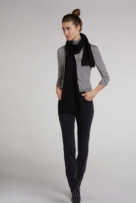 Black And Winter White Print Polo Neck Black And Winter White Print Polo Neck