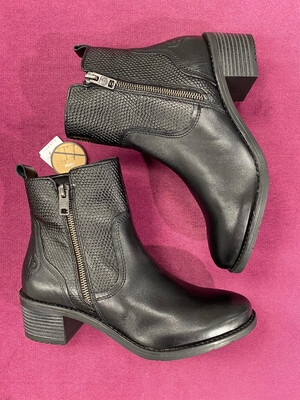 Black Leather Low Block Heel Ankle Boot Black Leather Low Block Heel Ankle Boot