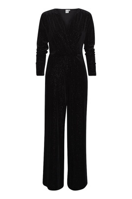 20113353 Black Velvet Jumpsuit With Sparkle Detail 20113353 Black Velvet Jumpsuit With Sparkle Detail
