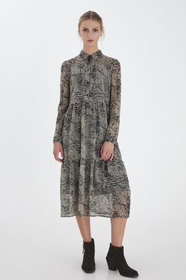 Beige And Black Leopard Print Chiffon Dress Beige And Black Leopard Print Chiffon Dress