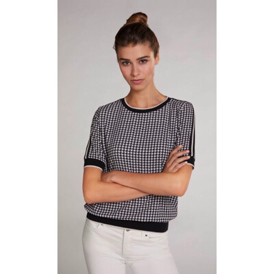 Black And Cream Print Short Sleeve Top Black And Cream Print Short Sleeve Top