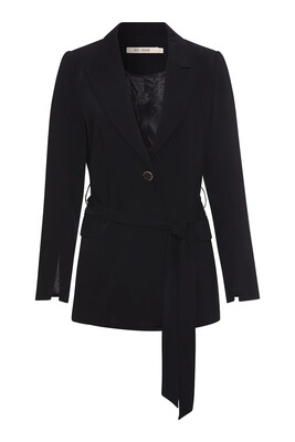 Black Blythe Blazer With Button And Tie Fastening Black Blythe Blazer With Button And Tie Fastening