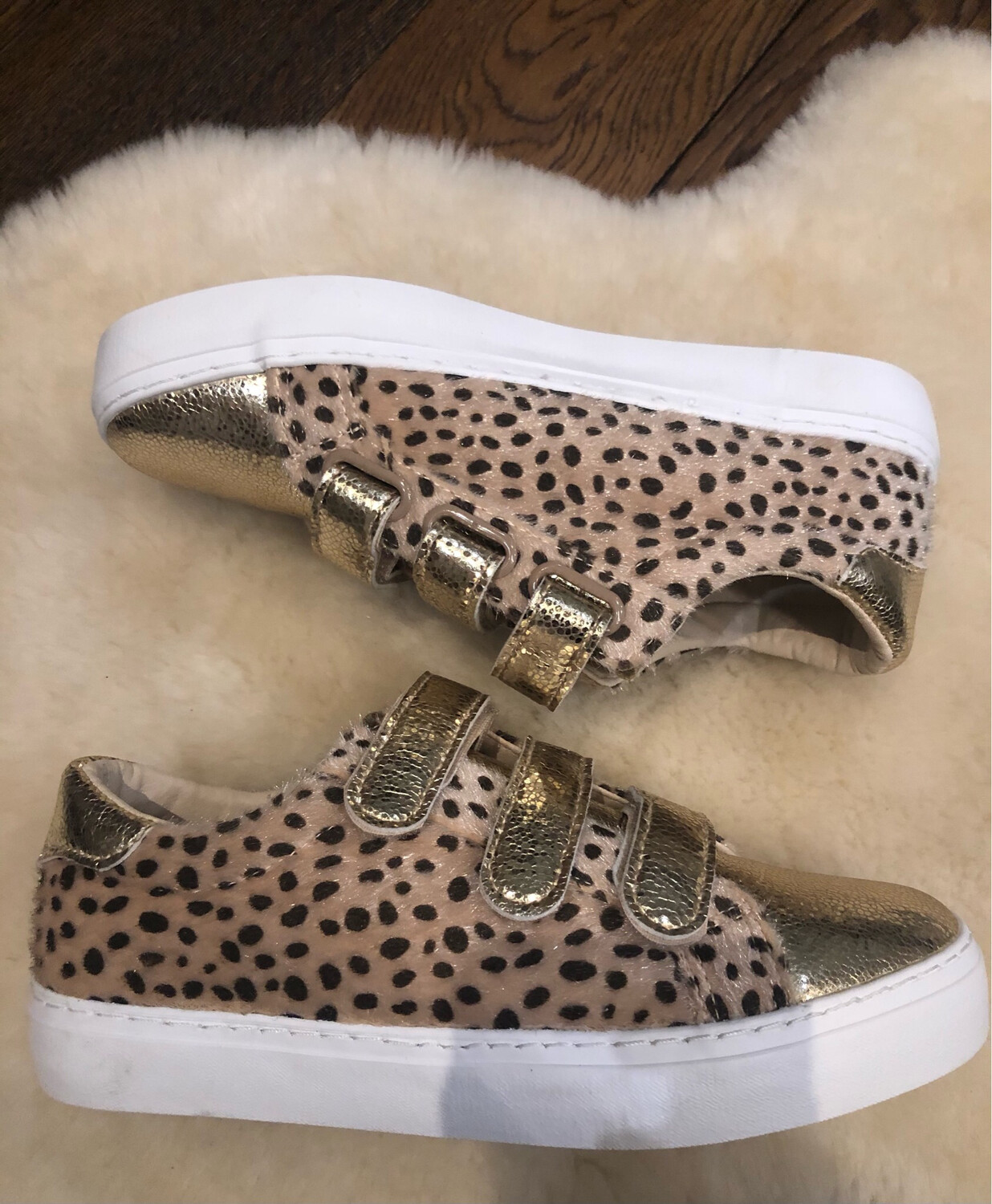 Gold Velcro Strap Trainer with Dalmation Print