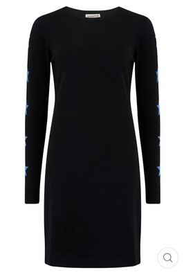 Olive Knit Dress - Black/Blue, Star Sleeve Olive Knit Dress - Black/Blue, Star Sleeve