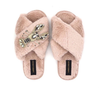 Pink Fluffy Slipper Silver Lobster By Laines London Pink Fluffy Slipper Silver Lobster By Laines London