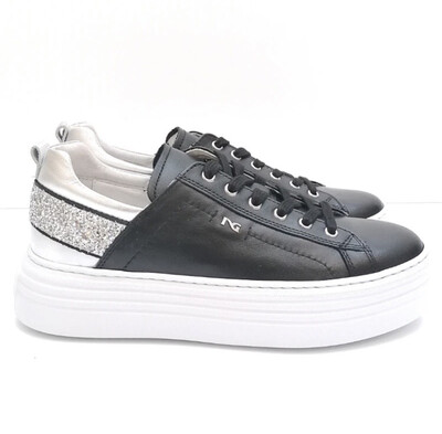 Black Platform Trainer with Sparkle Detail & Glitter Black Platform Trainer with Sparkle Detail & Glitter