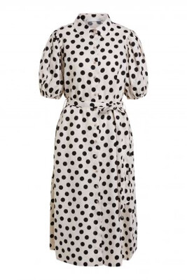 Natural Linen White & Black Polka Dot Dress Natural Linen White & Black Polka Dot Dress