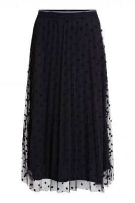 Black Pleated Skirt with Little Dots